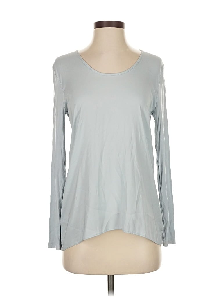 Pre-owned Ann Taylor Long Sleeve Top Gray Scoop Neck Tops