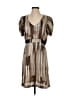 Max and Cleo 100% Polyester Stripes Brown Tan Cocktail Dress Size S - photo 1