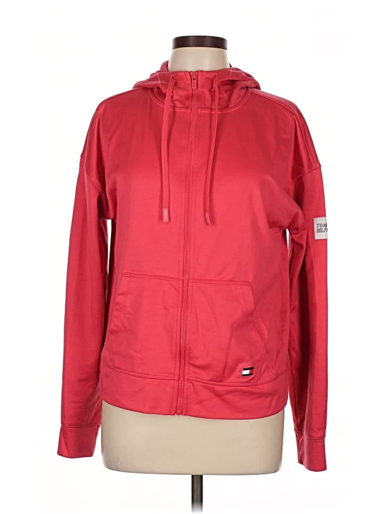 Pre-owned Tommy Hilfiger Sport Zip Up Hoodie In Red