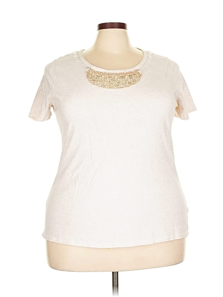 Pre-owned Style & Co Short Sleeve Top Ivory Keyhole Neckline Tops In White
