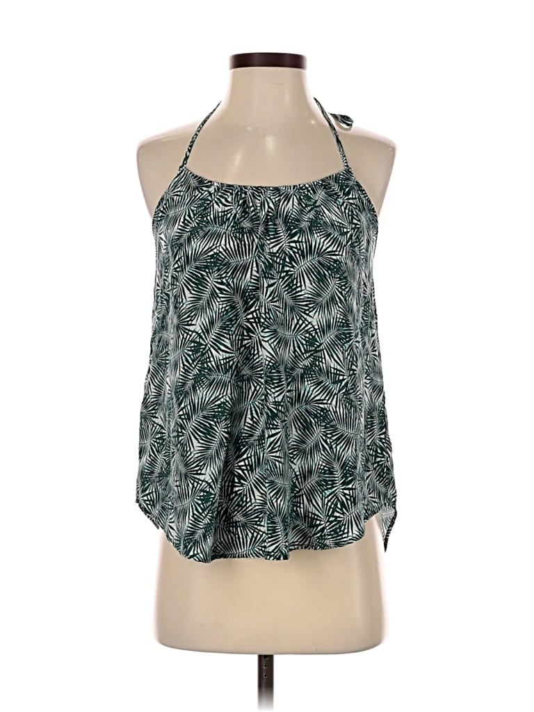 Pre-owned Amour Vert Sleeveless Silk Top Green Halter Neckline Tops