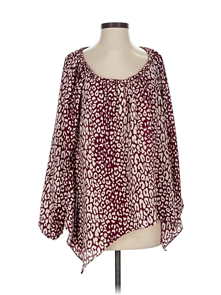 Pre-owned Michael Michael Kors 3/4 Sleeve Blouse In Burgundy