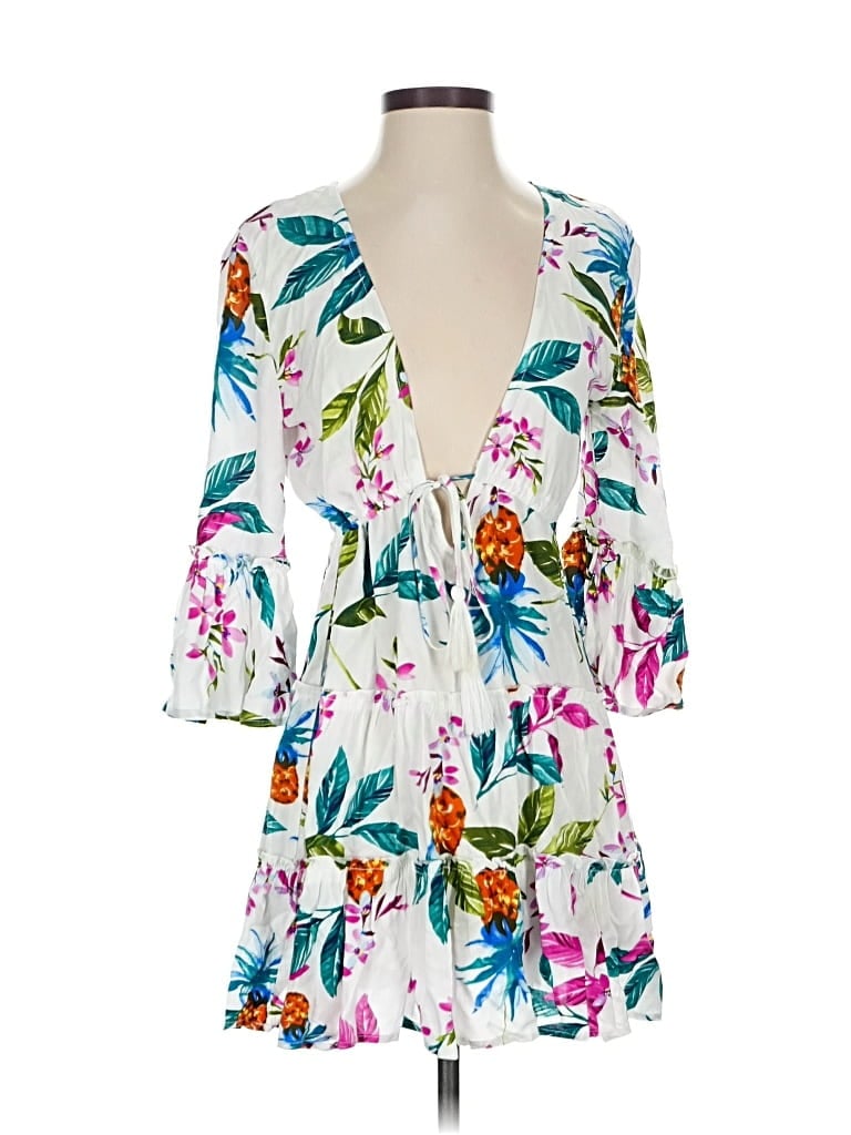 Pre-owned Blue Island Cocktail Dress In White