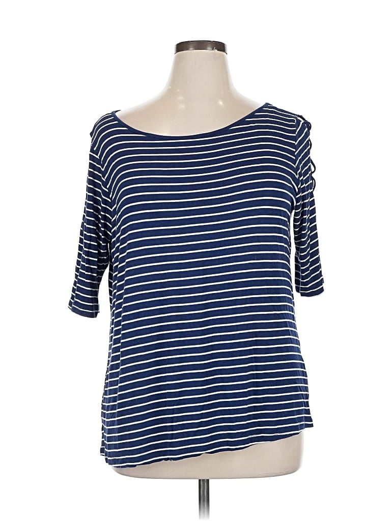 Pre-owned French Laundry 3/4 Sleeve Top Blue Boatneck Tops