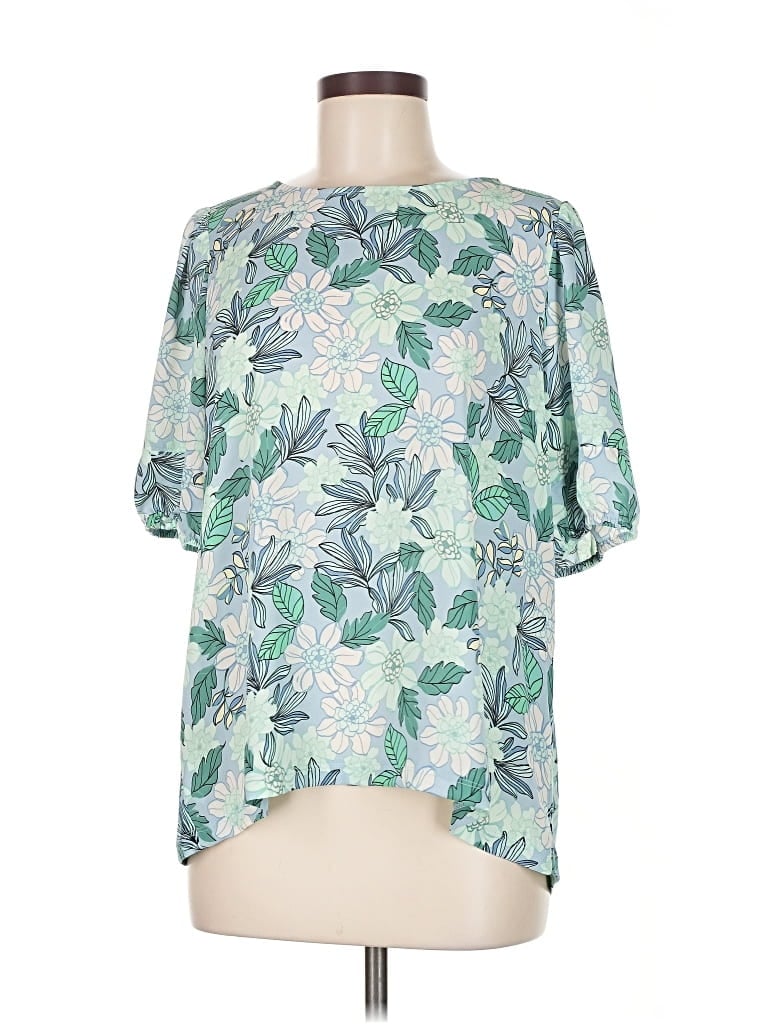 Pre-owned Ann Taylor Loft Short Sleeve Blouse In Green