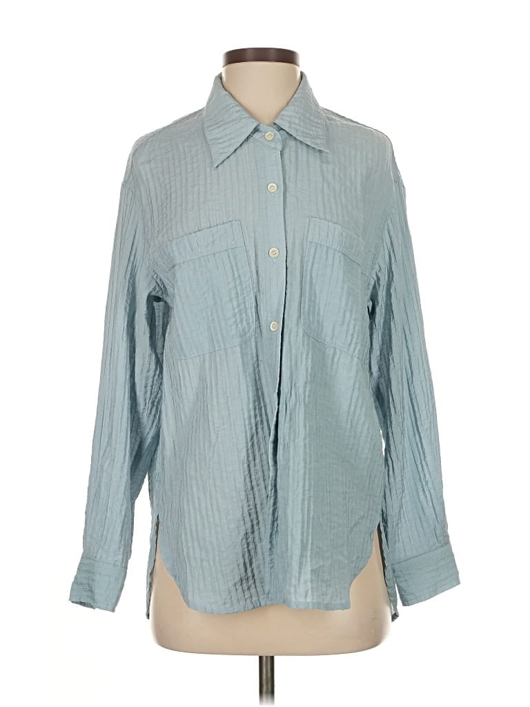 Pre-owned Assorted Brands Long Sleeve Button Down Shirt In Blue