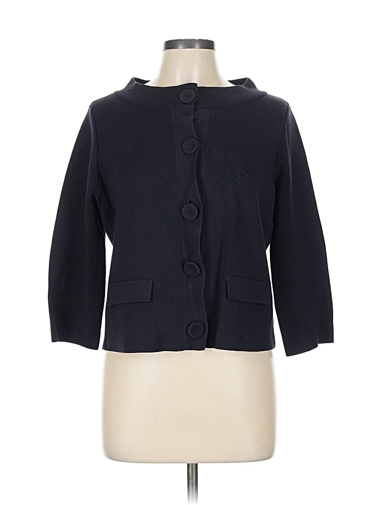 Pre-owned Ann Taylor Silk Cardigan Sweater In Blue