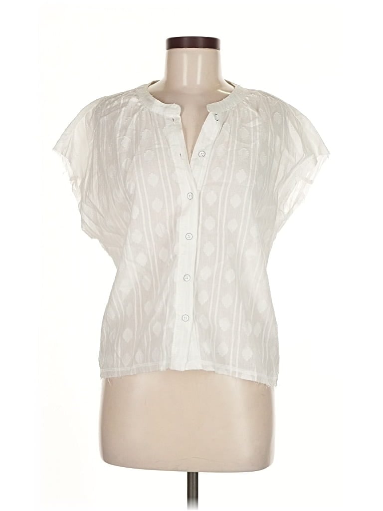 Pre-owned Flag & Anthem Short Sleeve Blouse In White