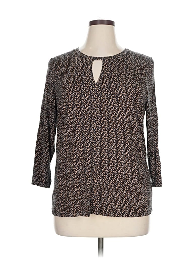Pre-owned Liverpool Los Angeles 3/4 Sleeve Blouse In Brown