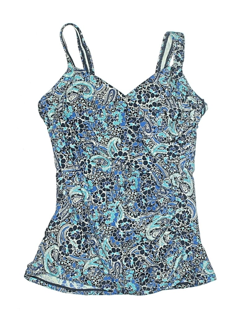 Pre-owned Miraclesuit X Talbots Swimsuit Top Blue Paisley Pattern Swimwear