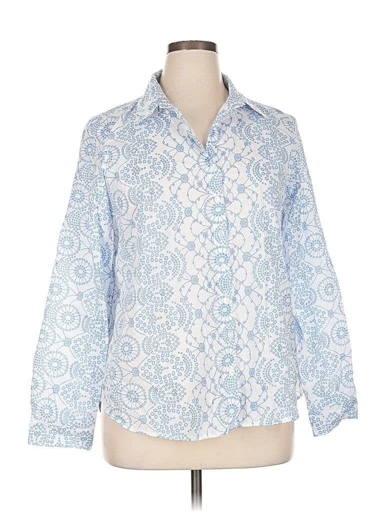 Pre-owned Zoey & Leelo 3/4 Sleeve Button Down Shirt In Blue