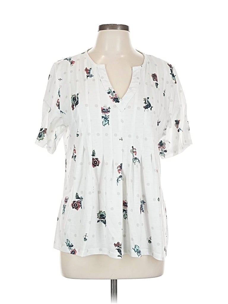 Pre-owned Unbranded Short Sleeve Blouse In White