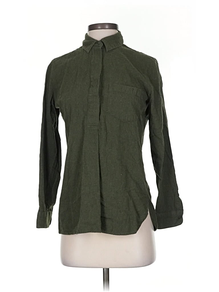 Pre-owned Madewell Long Sleeve Blouse In Green