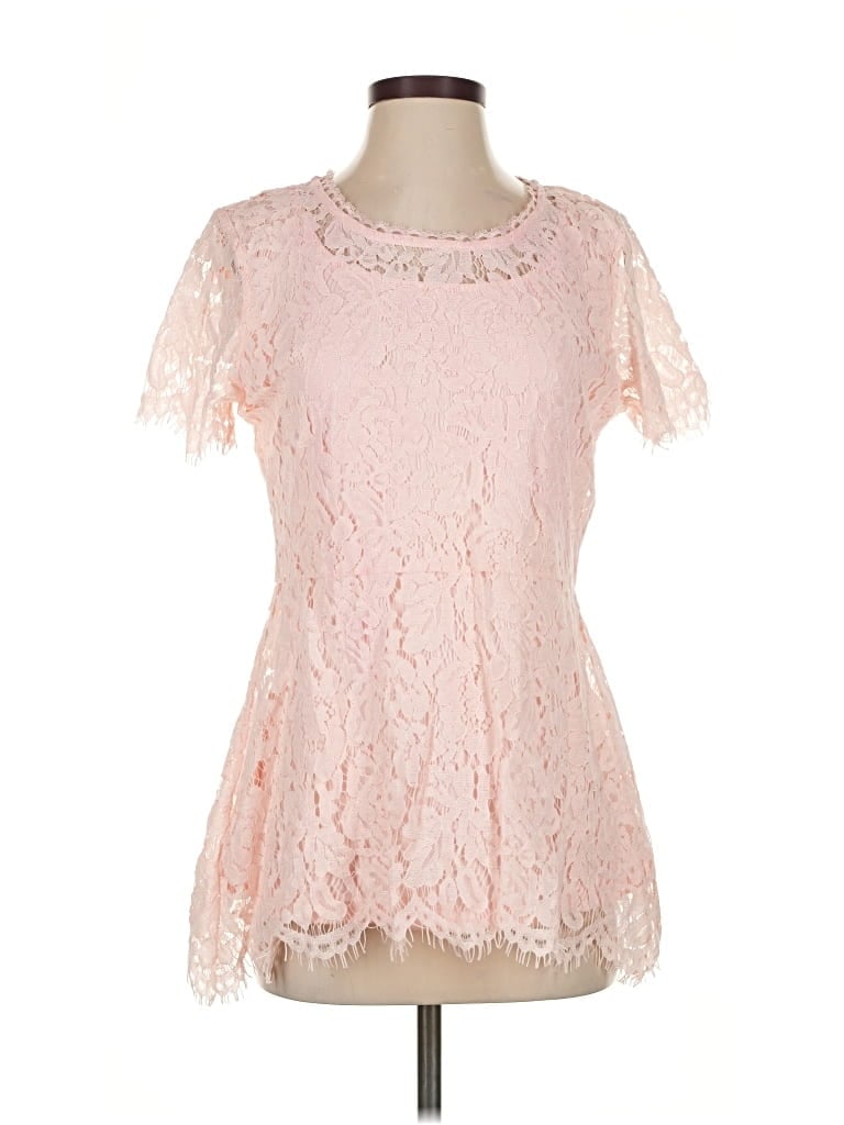 Pre-owned Isaac Mizrahi Live Short Sleeve Blouse In Pink
