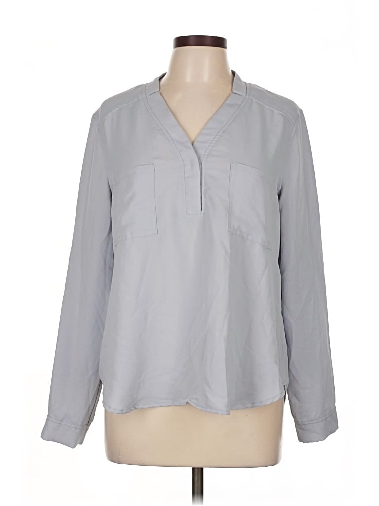 Pre-owned Nine West Long Sleeve Blouse In Gray