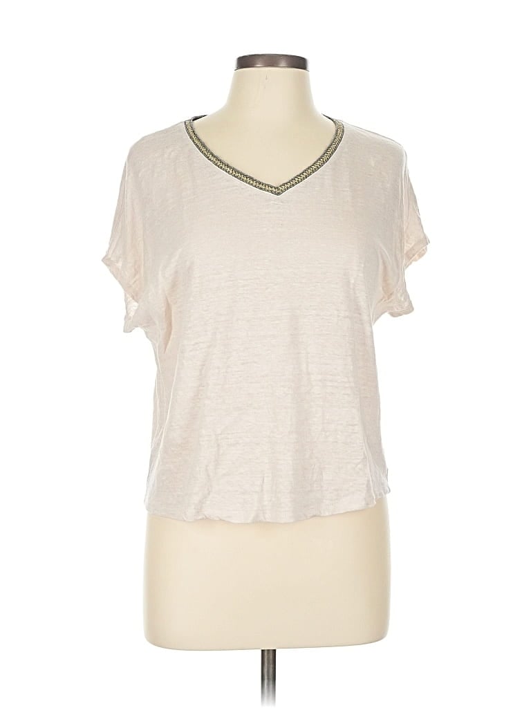 Pre-owned Rachel Zoe Short Sleeve Top Ivory V Neck Tops In White
