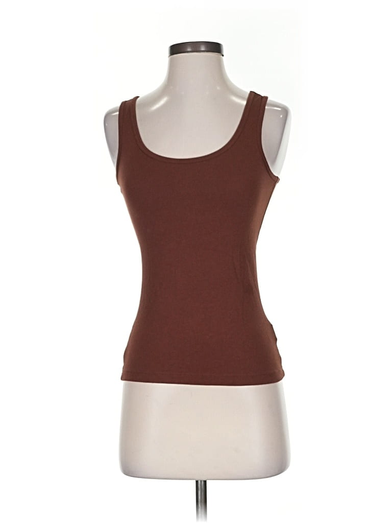 Pre-owned Tahari Tank Top Brown Square Neckline Tops