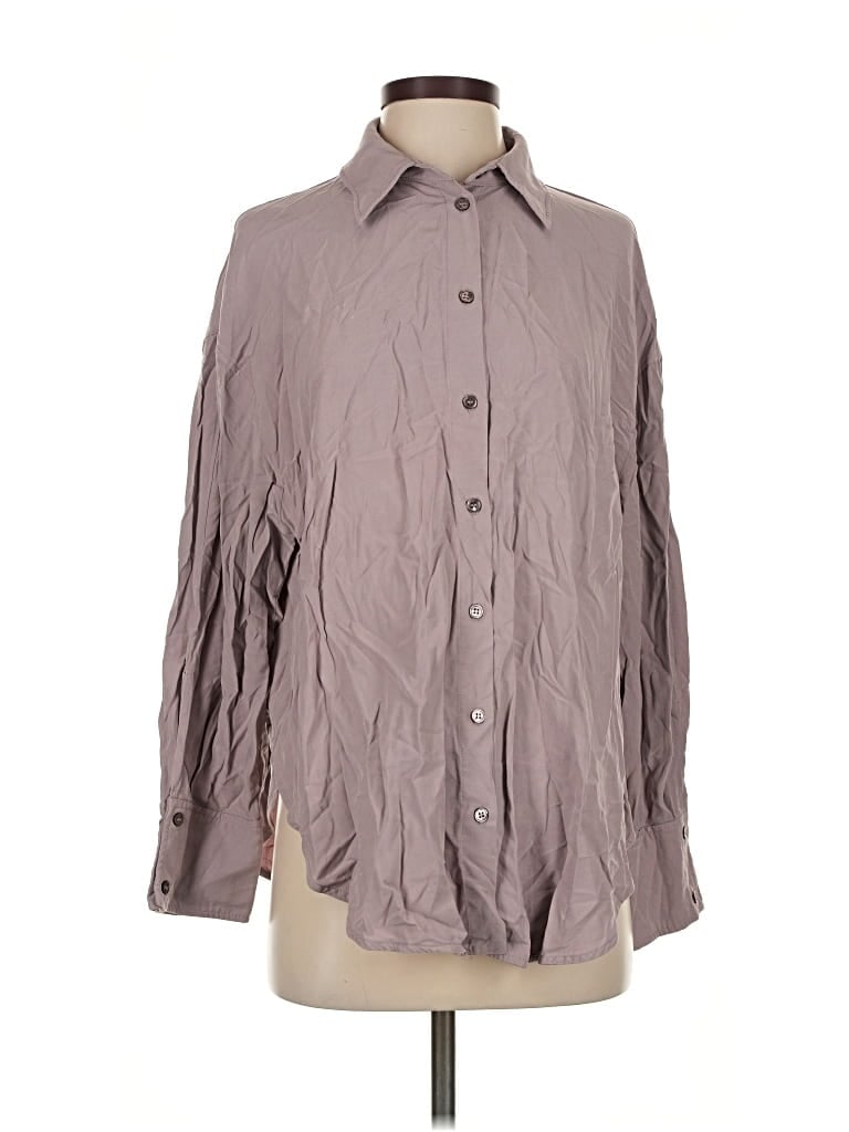 Pre-owned Zara Long Sleeve Button Down Shirt In Gray