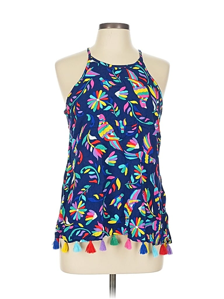 Pre-owned Escapada Tank Top Blue Halter Neckline Tops