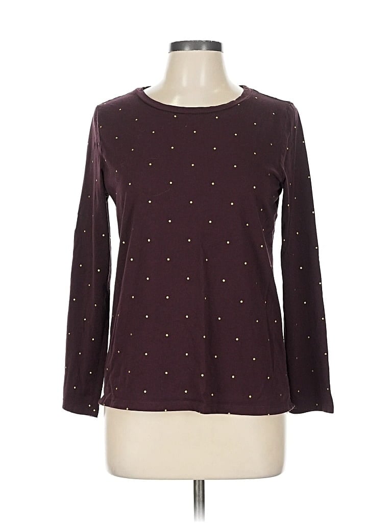 Pre-owned Ann Taylor Loft Outlet Long Sleeve T-shirt In Burgundy