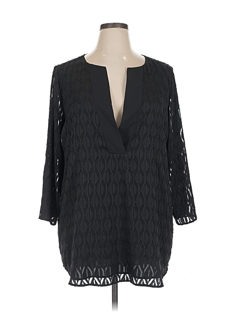 Pre-owned Chaus 3/4 Sleeve Blouse In Black