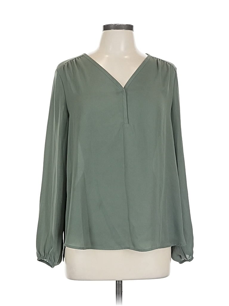 Pre-owned Pleione Long Sleeve Blouse In Green