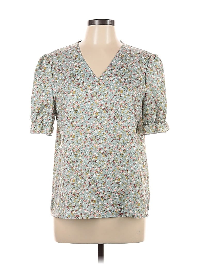 Pre-owned Unbranded Short Sleeve Blouse In Green