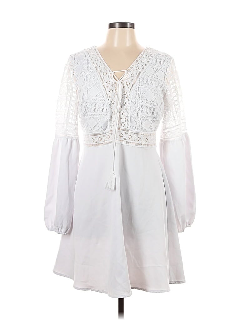 Pre-owned Zanzea Collection Casual Dress In White