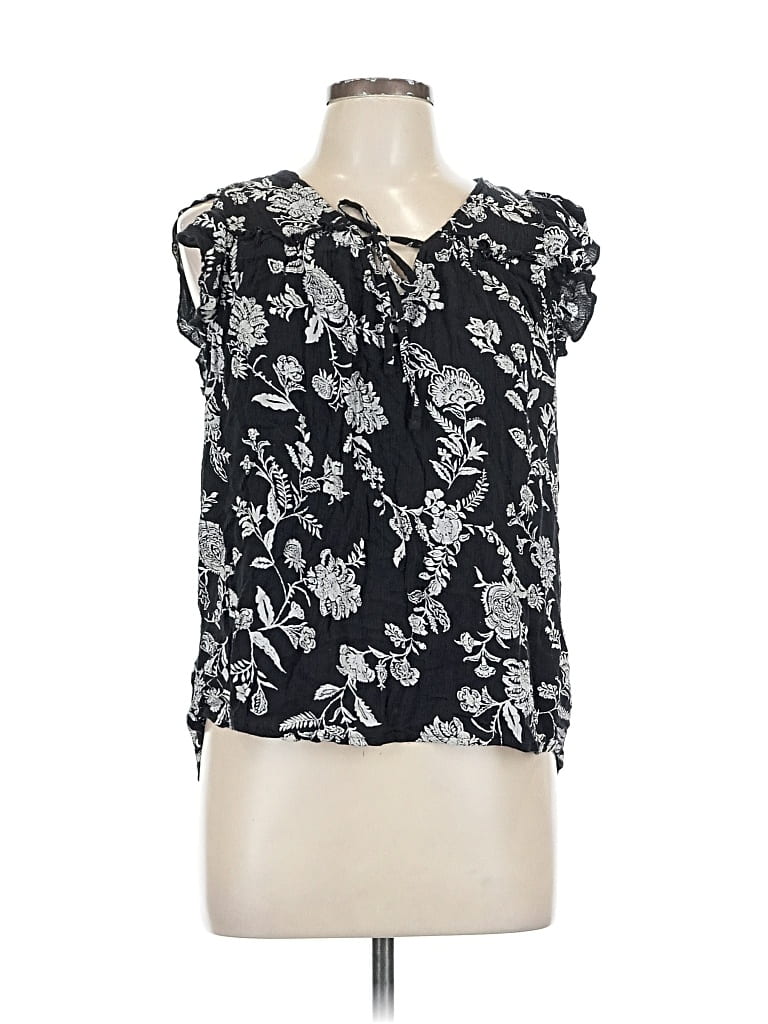 Pre-owned Old Navy Short Sleeve Blouse In Black