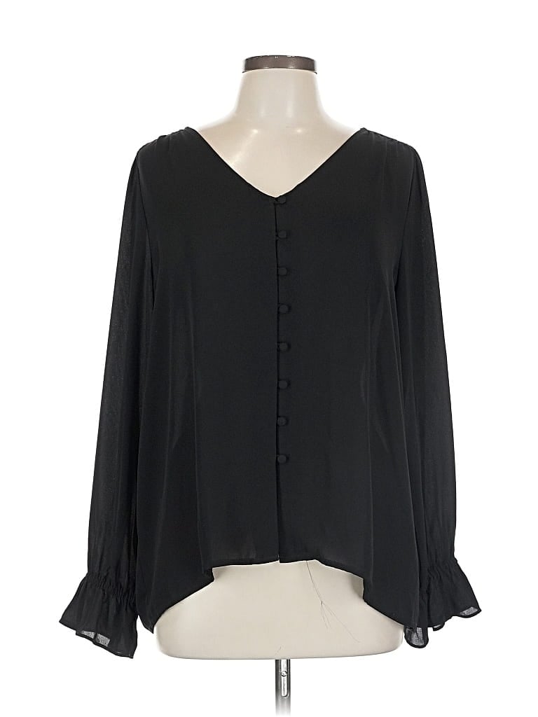 Pre-owned Ann Taylor Loft Outlet Long Sleeve Blouse In Black
