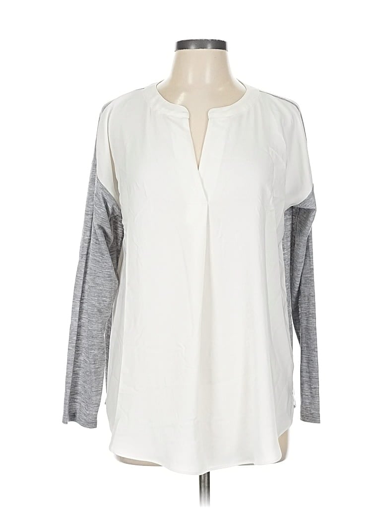 Pre-owned Ann Taylor Loft Outlet Long Sleeve Blouse In Silver