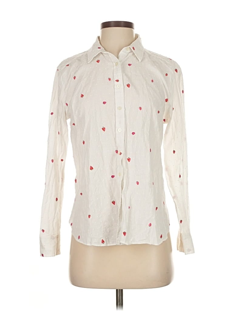 Pre-owned Ann Taylor Loft Long Sleeve Button Down Shirt In White