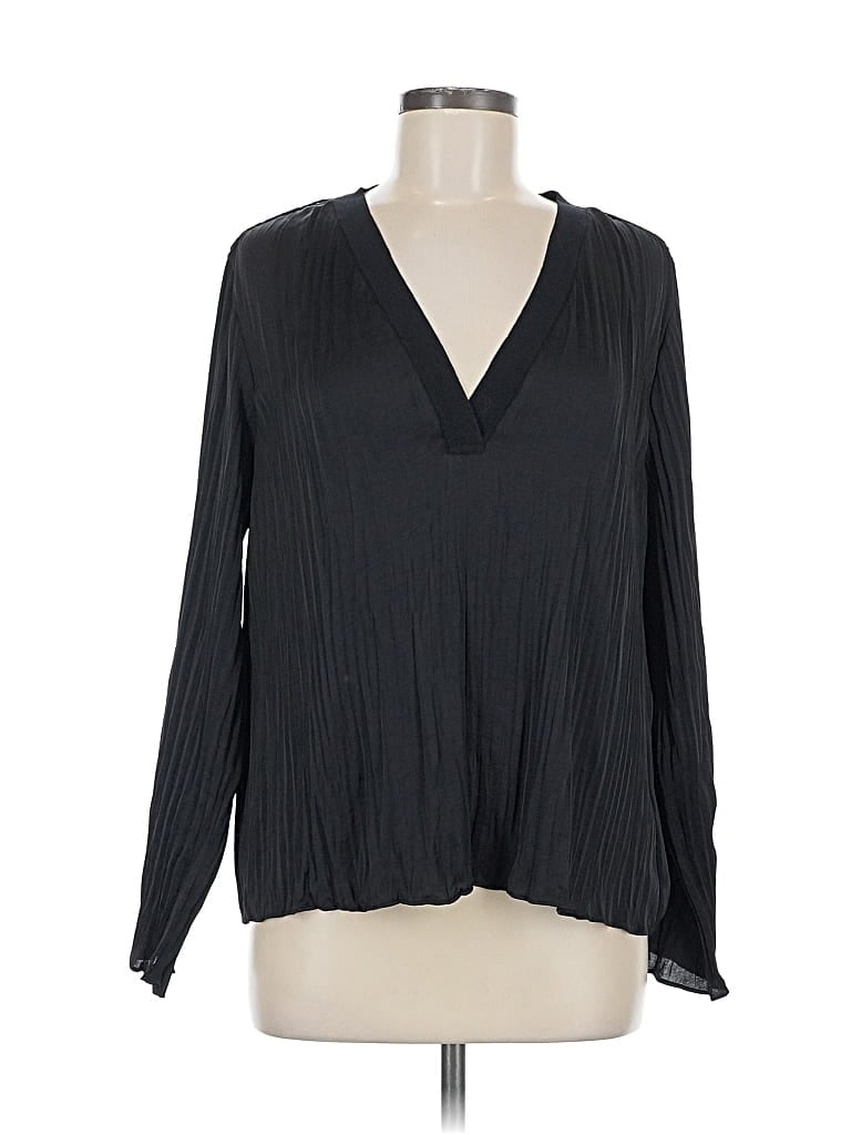 Pre-owned Vince Long Sleeve Blouse In Black