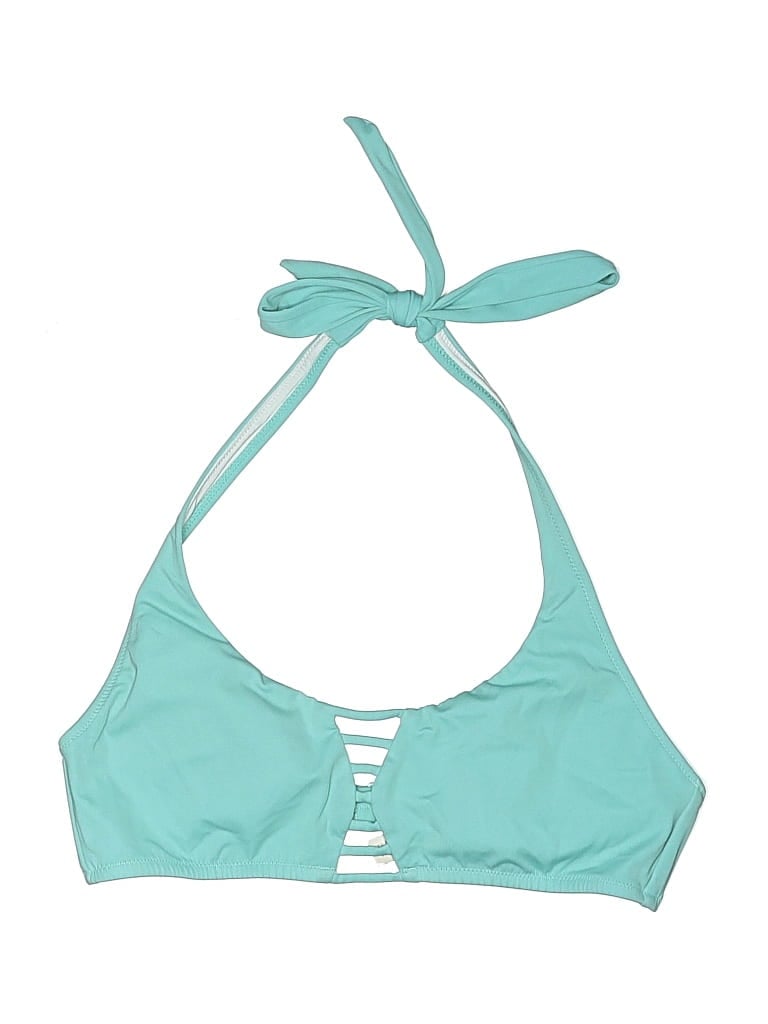 Pre-owned Unbranded Swimsuit Top Blue Solid Pattern Swimwear