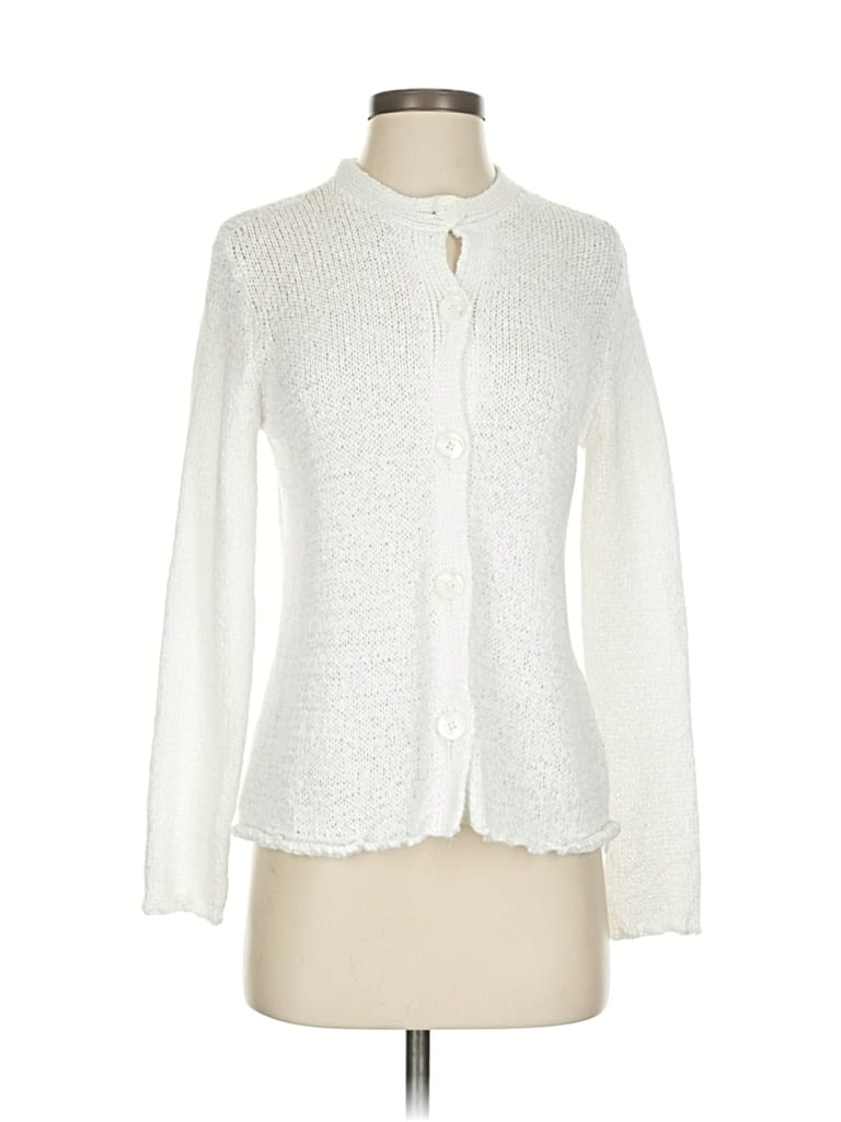 Pre-owned Sigrid Olsen Cardigan Sweater In White