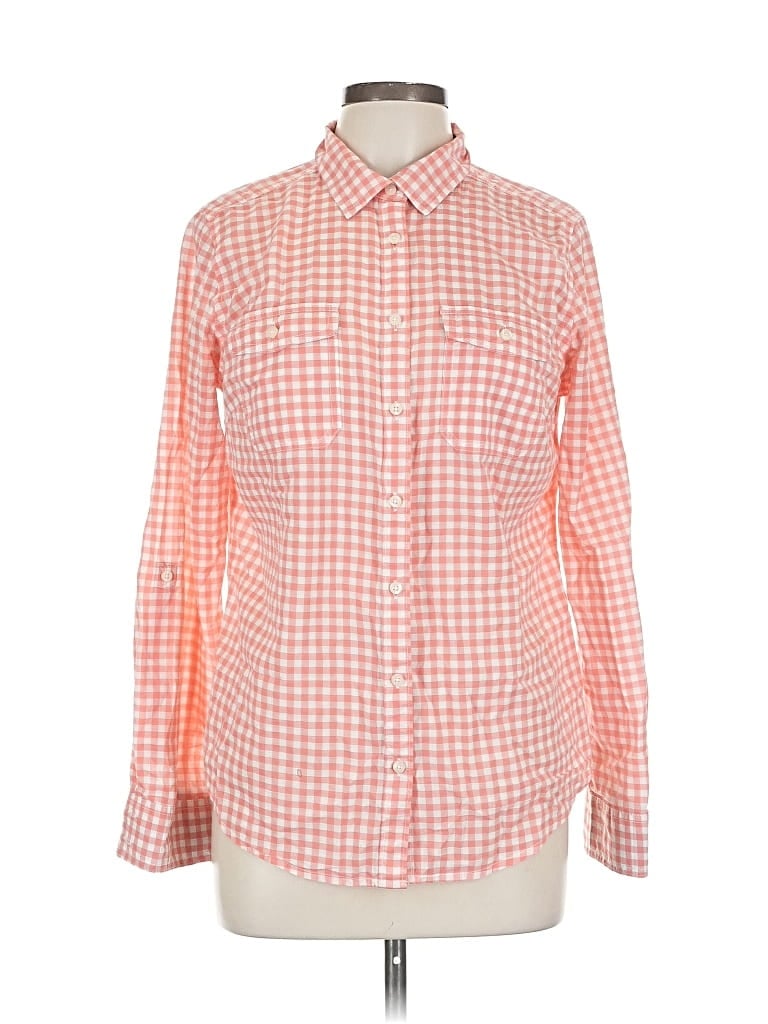 Pre-owned St. John's Bay Long Sleeve Button Down Shirt In Orange