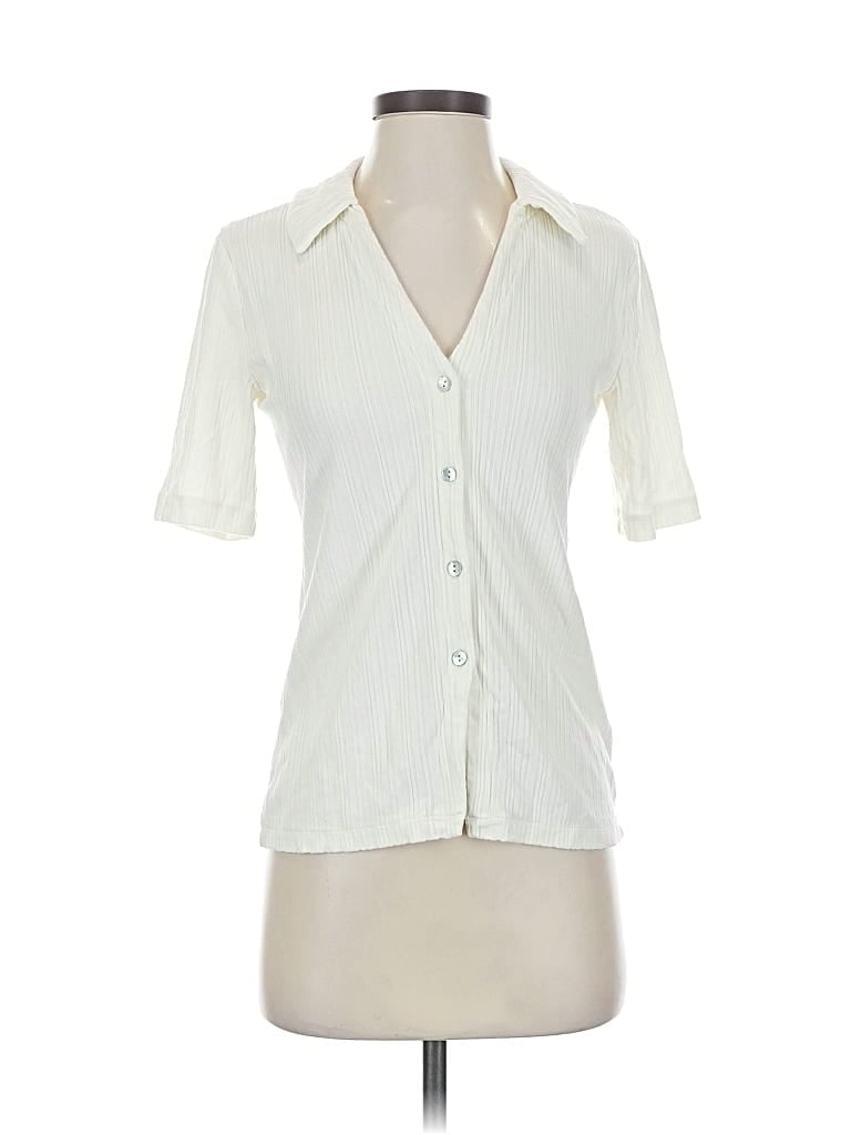 Pre-owned Madewell Short Sleeve Blouse In White