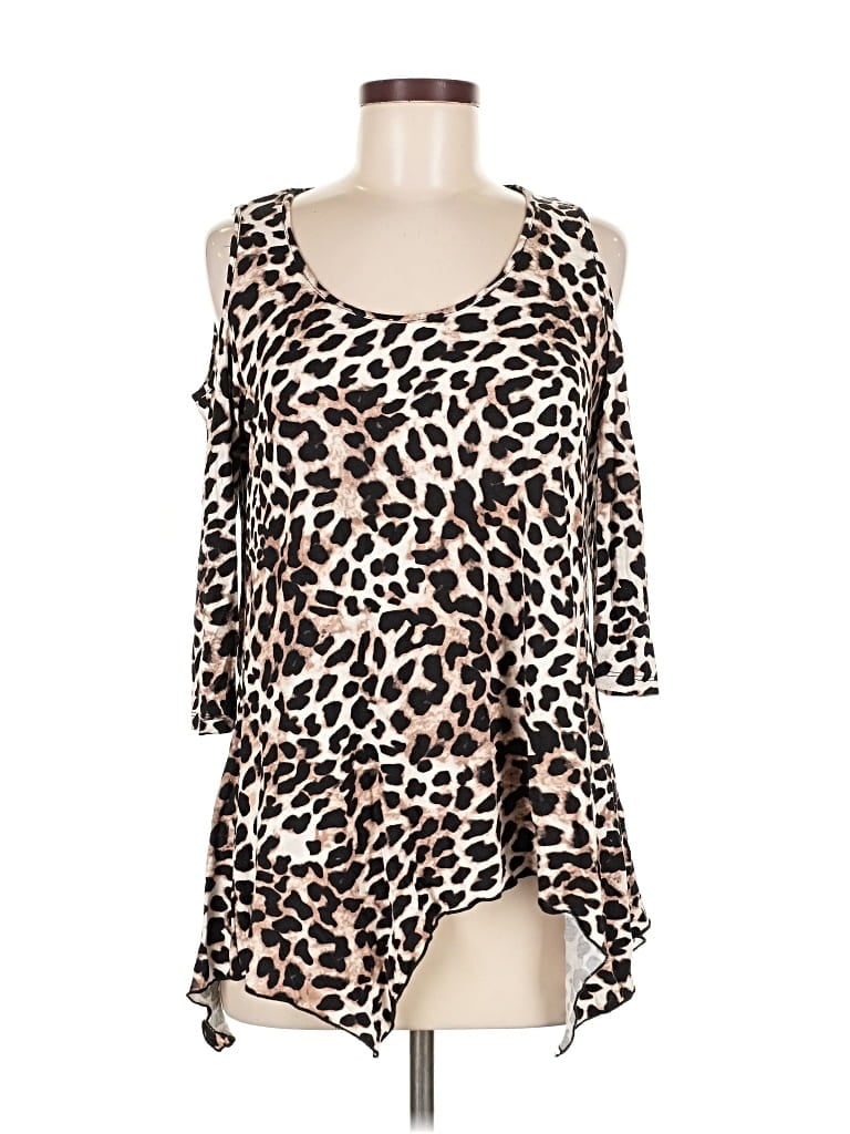 Pre-owned Boston Proper 3/4 Sleeve T-shirt In Brown