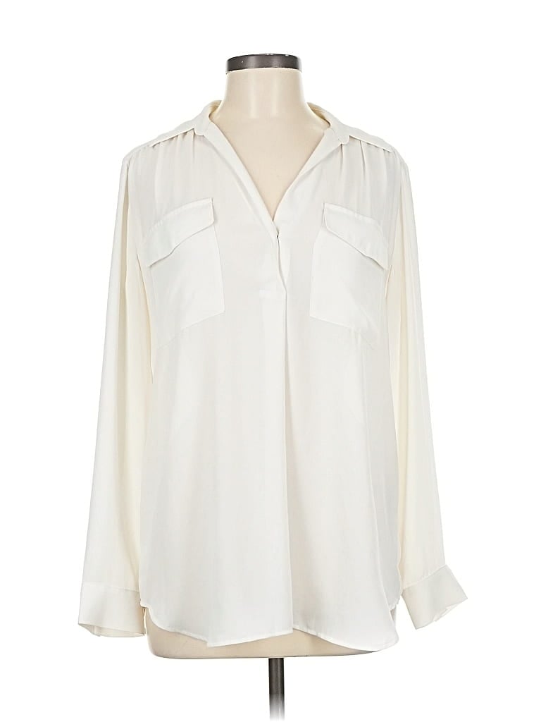 Pre-owned Ann Taylor Factory Long Sleeve Blouse In White