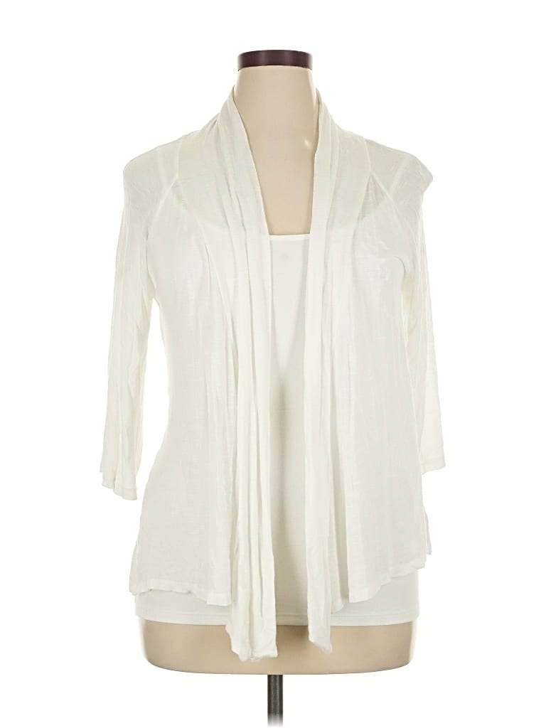 Pre-owned Agb Cardigan Sweater In White
