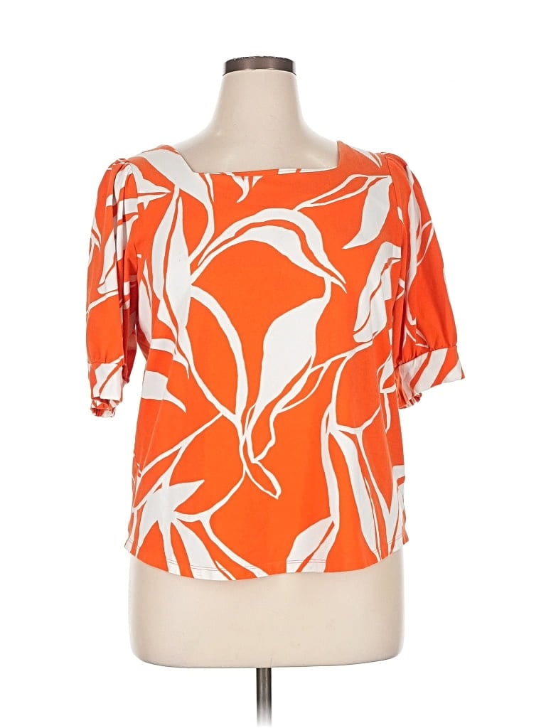 Pre-owned Chico's Short Sleeve Blouse In Orange