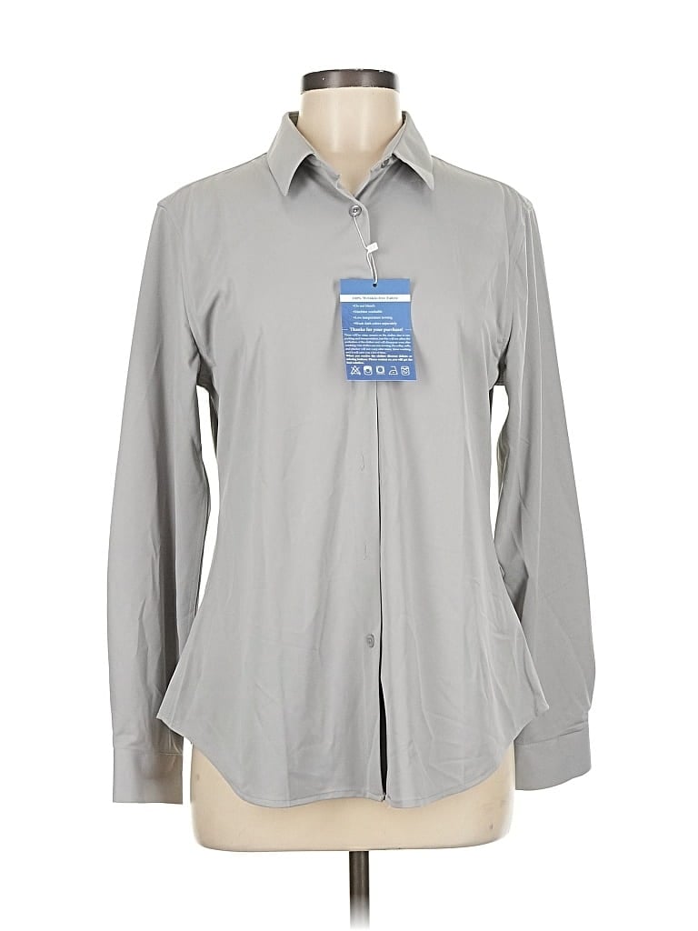 Pre-owned Assorted Brands Long Sleeve Blouse In Gray