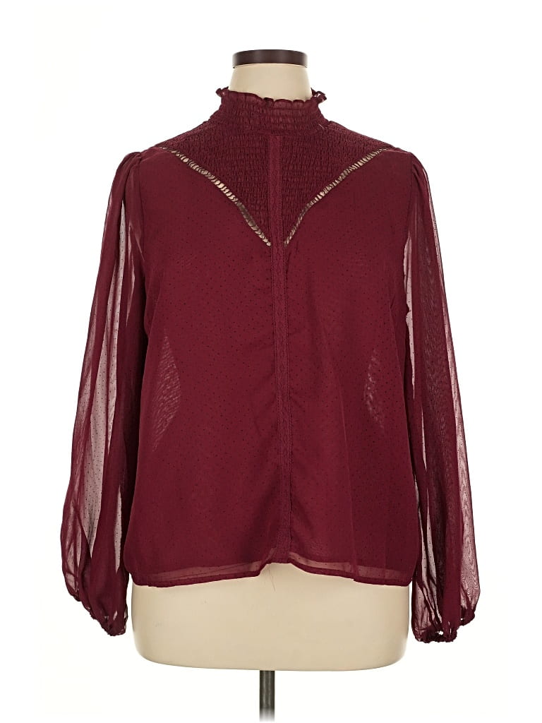 Pre-owned Aqua Long Sleeve Blouse In Burgundy