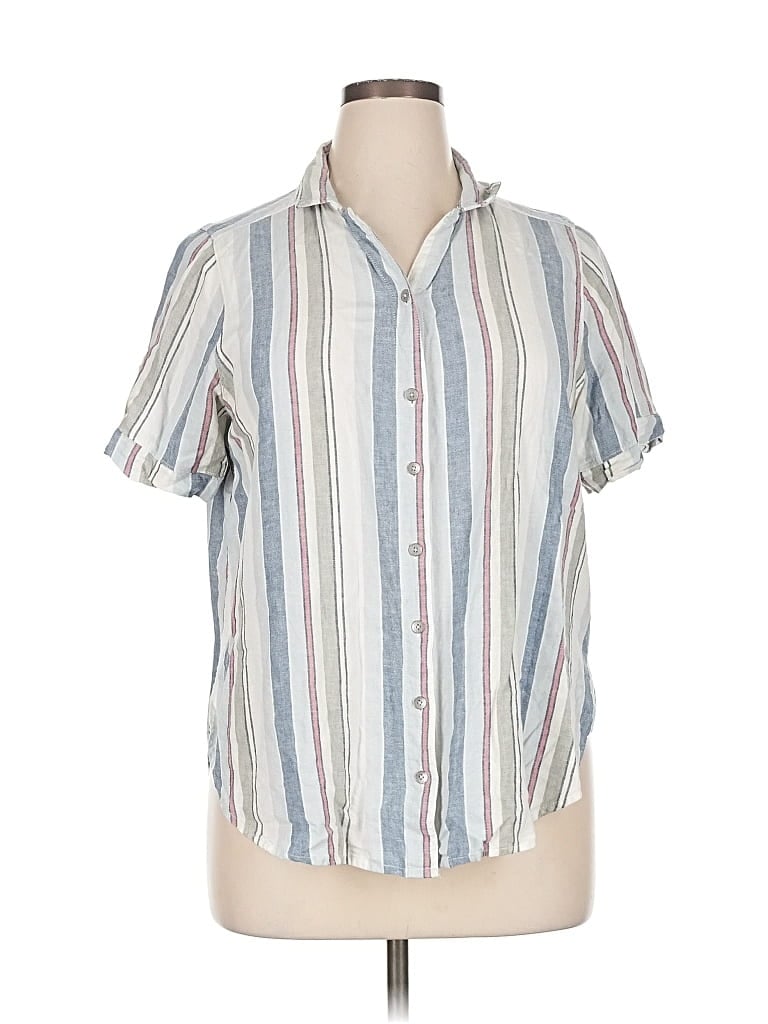 Pre-owned Abercrombie Short Sleeve Button Down Shirt In Blue
