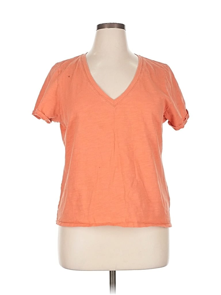 Pre-owned Pendleton Short Sleeve Top Orange V Neck Tops