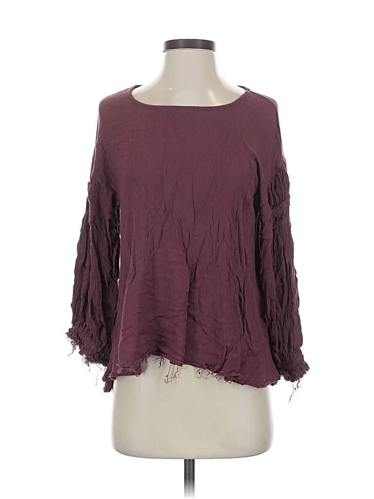 Pre-owned Easel 3/4 Sleeve Blouse In Burgundy