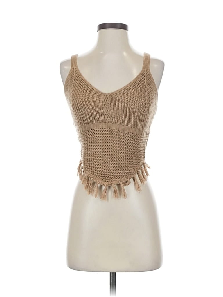 Pre-owned Almost Famous Sleeveless Top Tan Strapless Neckline Tops In Brown