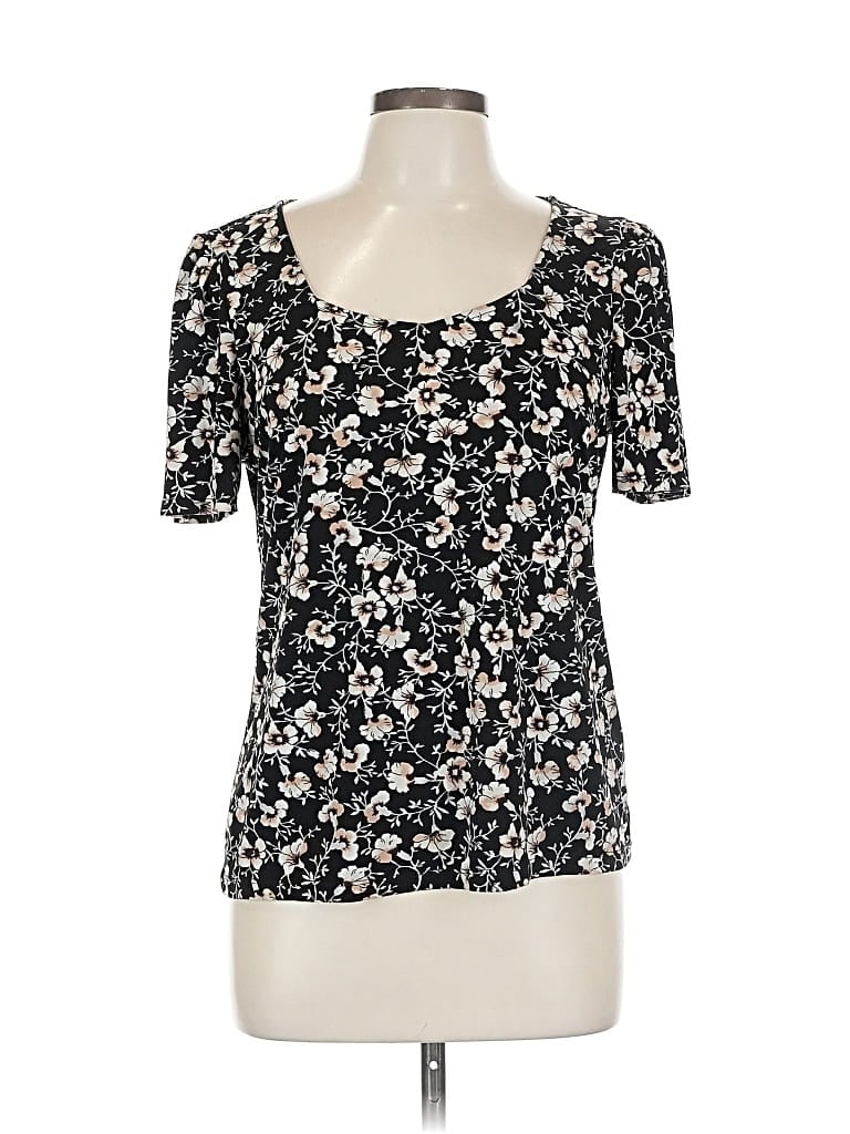 Pre-owned Catherine Malandrino Short Sleeve Top Black Sweetheart Neckline Tops