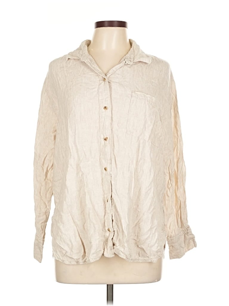 Pre-owned Old Navy 3/4 Sleeve Button Down Shirt In White