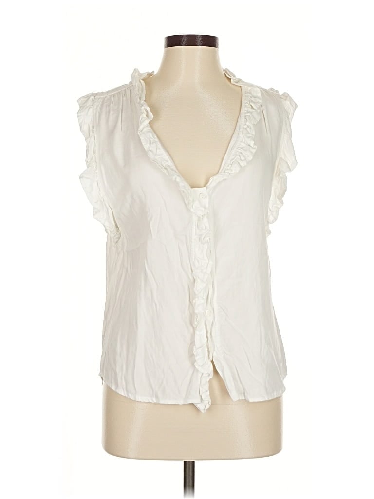 Pre-owned Dylan Sleeveless Blouse In White